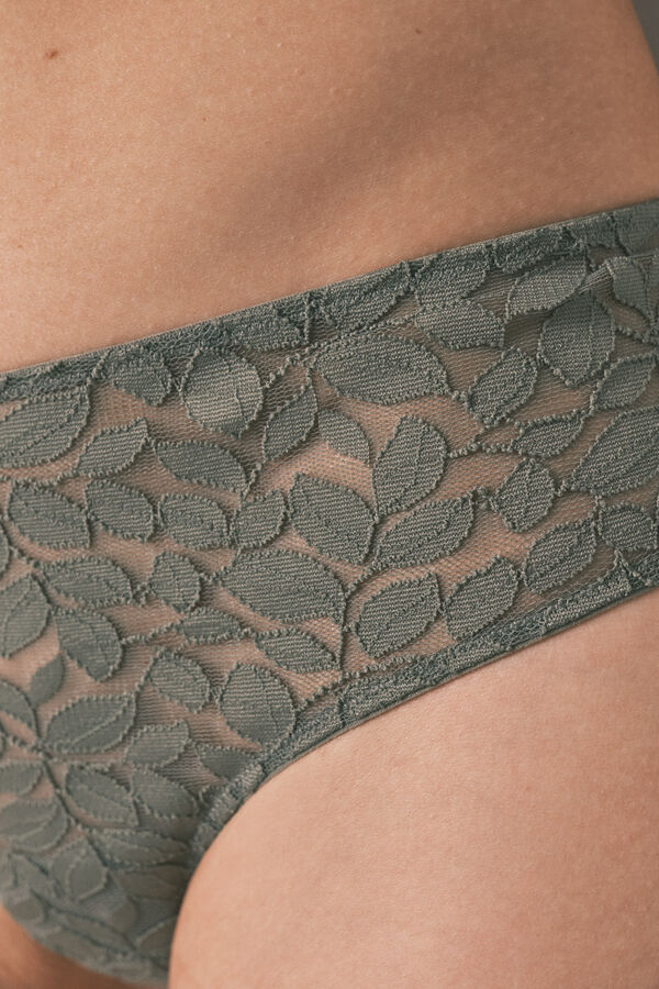 Women'secret Cuecas brasileiras largas em renda caqui bege