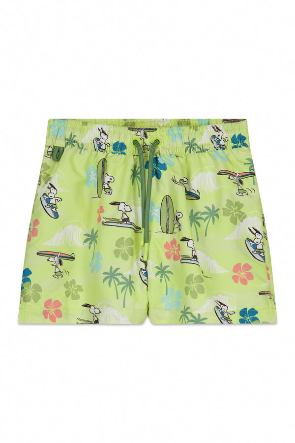 Women'secret Fato de banho de homem estampado tropical Snoopy verde