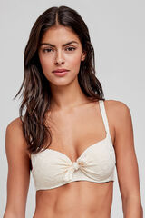 Gisela Top de biquíni bege com estampa geométrica bege