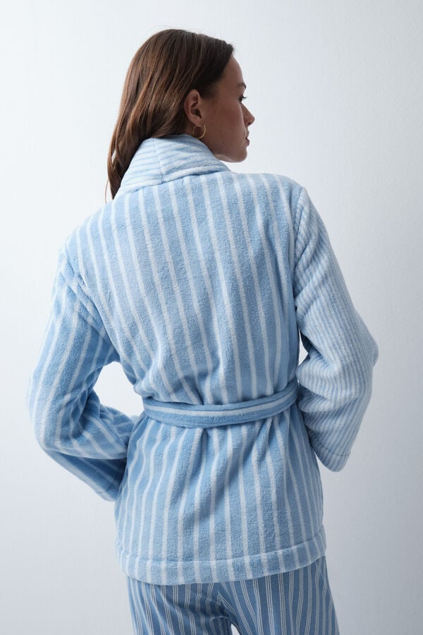 Women'secret Robe curta cruzada &agrave;s riscas azul azul