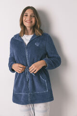 Women'secret Robe midi com capuz em polar lurex azul azul