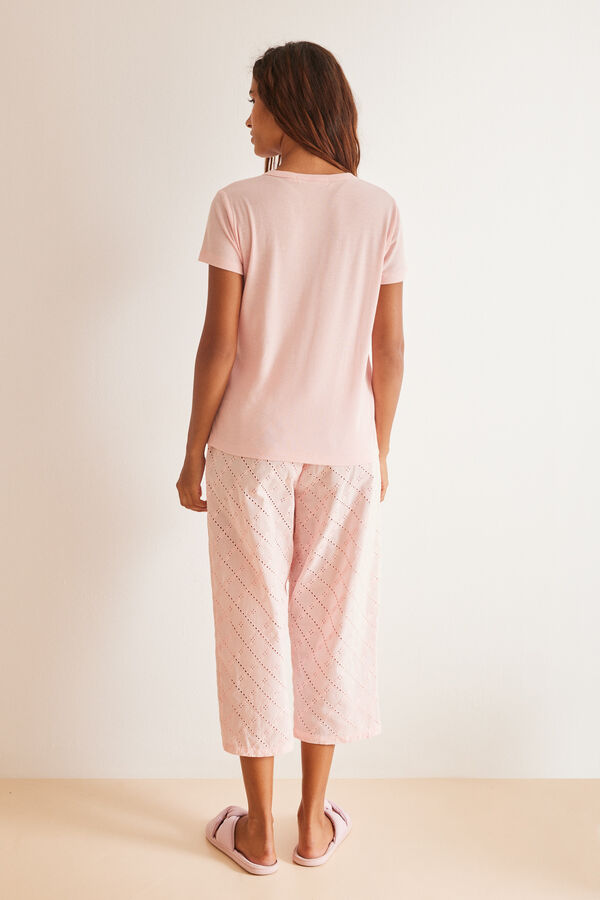 Womensecret Pijama 100% algodón Capri rosa rosa