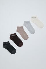 Women'secret Pack 5 calcetines cortos marr&oacute;n lurex multicolor