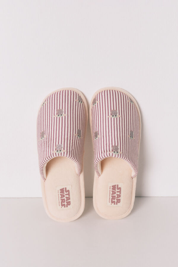 Women'secret Chinelos de quarto Grogu &agrave;s riscas vermelho