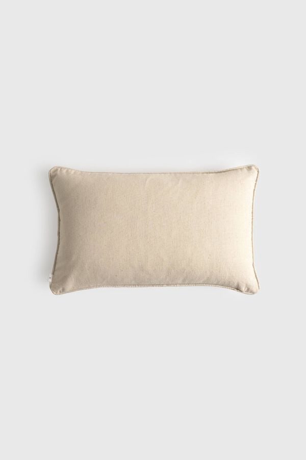 Textura Capa travesseiro algod&atilde;o flores bordadas bege