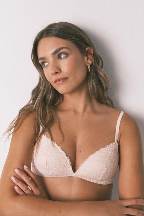 Women'secret LOVELY soutien triangular de renda rosa rosa