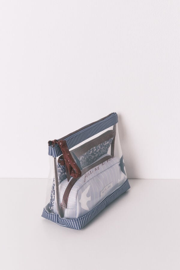 Women'secret Pack de 3 n&eacute;cessaires estampadas variadas azul