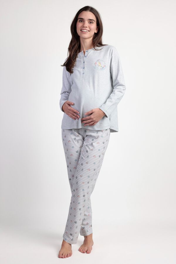 Admas Pijama Maternity Alicia cinzento