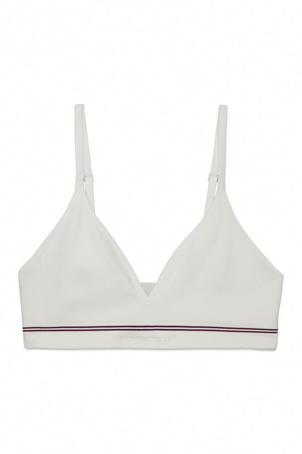 Women'secret Top triangular NATURAL sem costura branco bege
