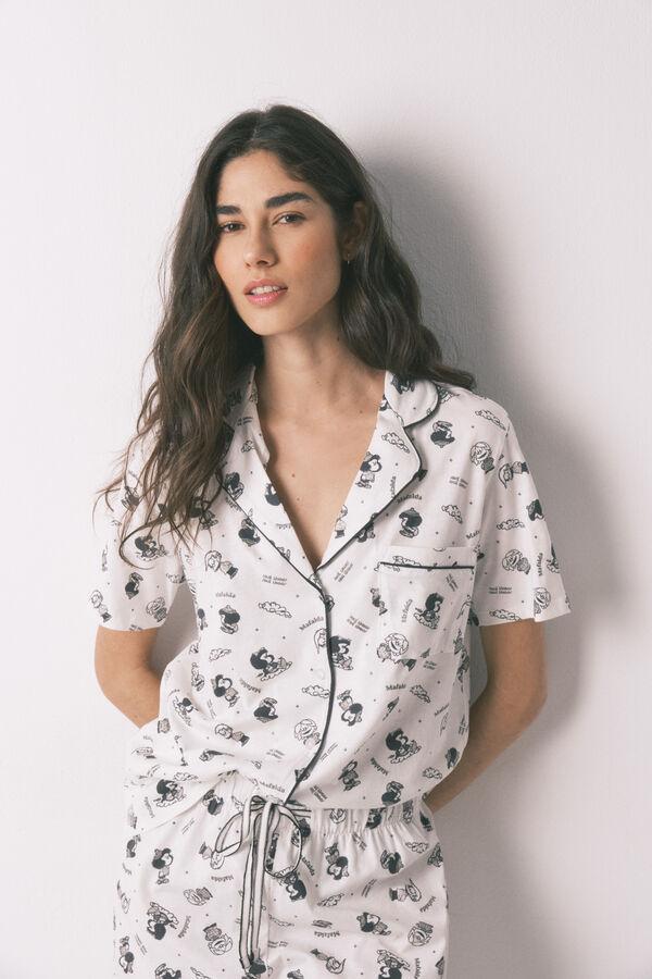 Women'secret Pijama camiseiro em 100% algod&atilde;o branco O Principezinho branco