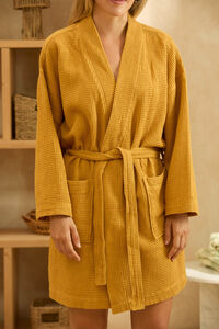 Calma House Roup&atilde;o de banho em favo de mel mostarda J&uacute;piter