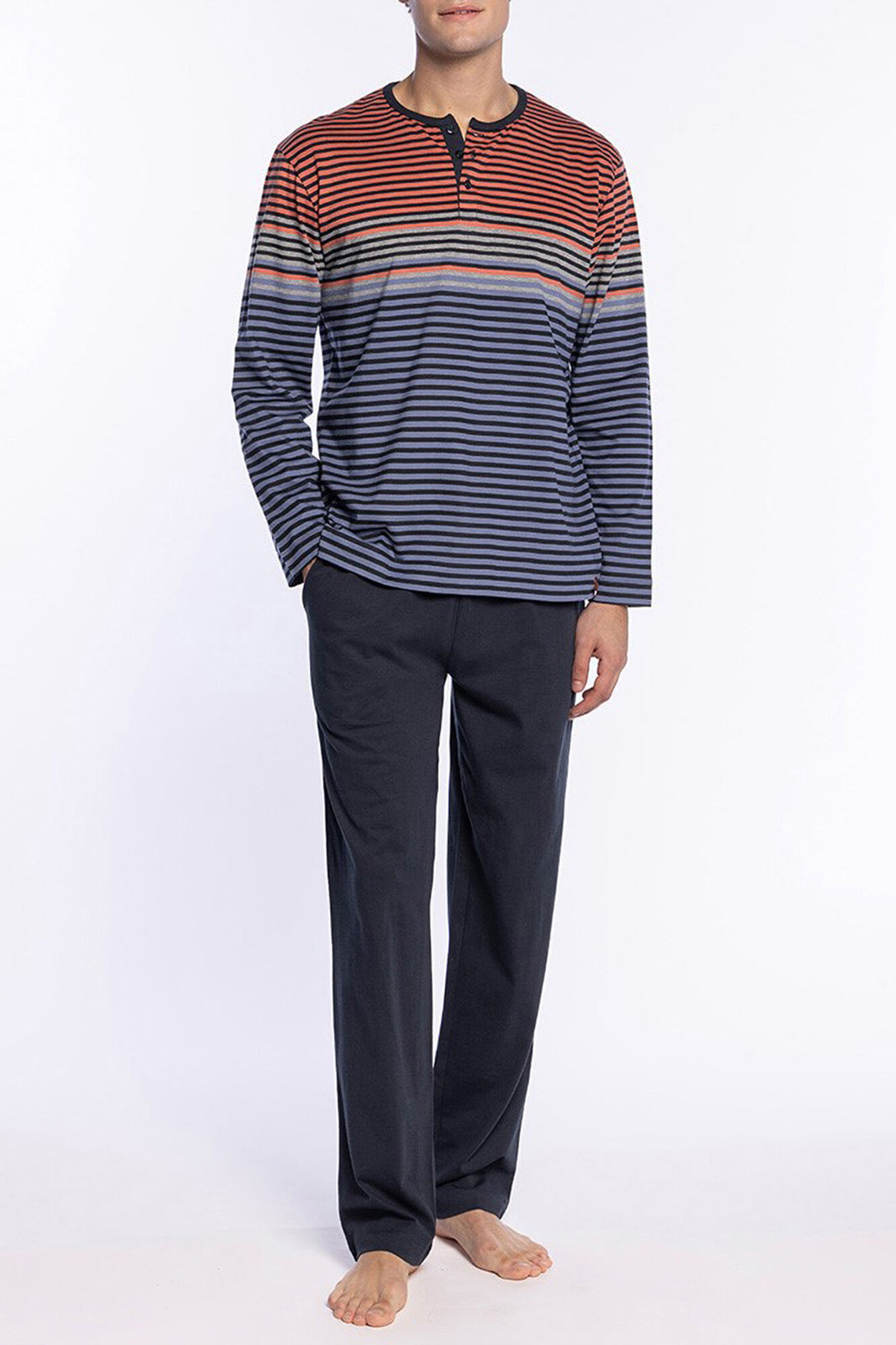 Punto Blanco Conjunto de pijama comprido sofisticado com gola carcela