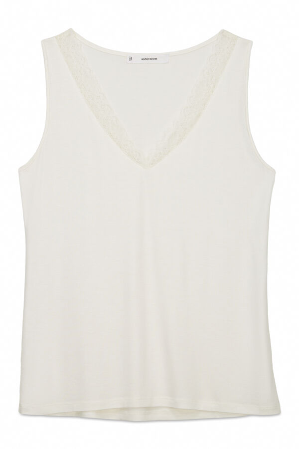 Women'secret T-shirt de malha extrassuave bege bege