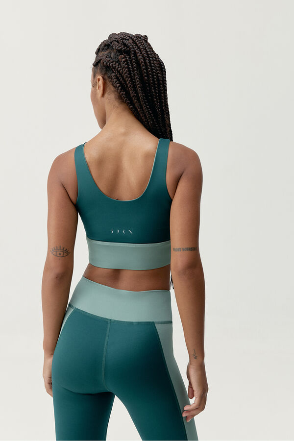 Born Living Yoga Top Maiko Verde Iceberg/Verde Profundo estampado