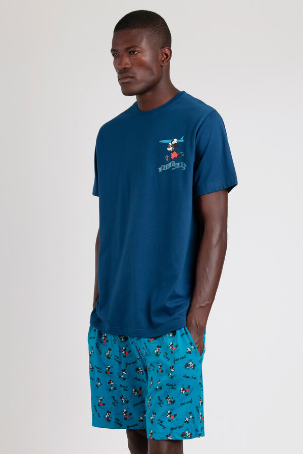 Admas Pijama curto Disney Ride the Wave azul