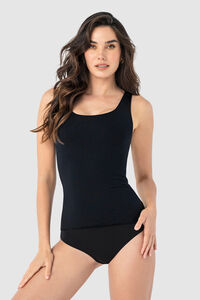 Leonisa Camiseta de control moderado con doble capa en abdomen