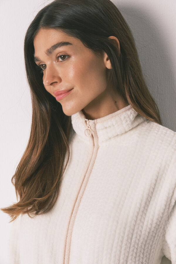 Women'secret Robe midi tecido polar branco bege