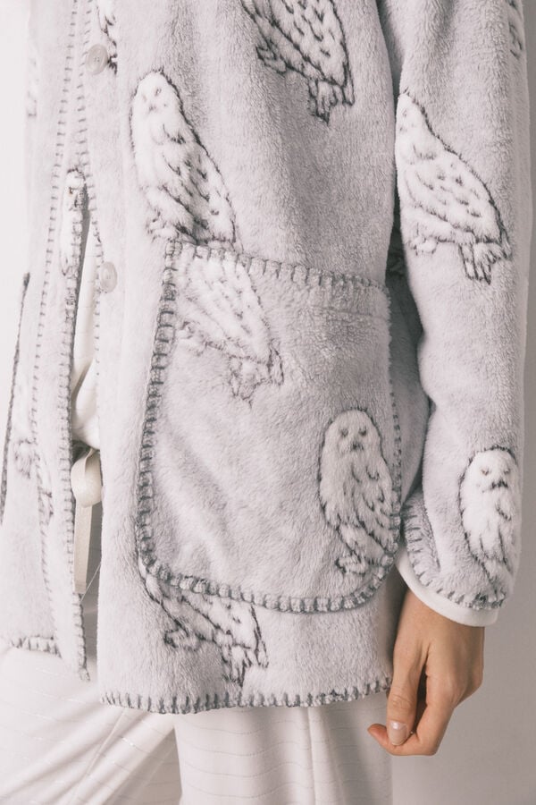 Women'secret Robe curto de tecido polar com pelo cinzento "Hedwig" cinzento