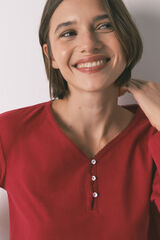 Women'secret T-shirt vermelha de manga comprida 100% algod&atilde;o vermelho