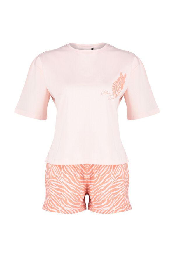 Trendyol Conjunto de pijama curto estampado animal rosa