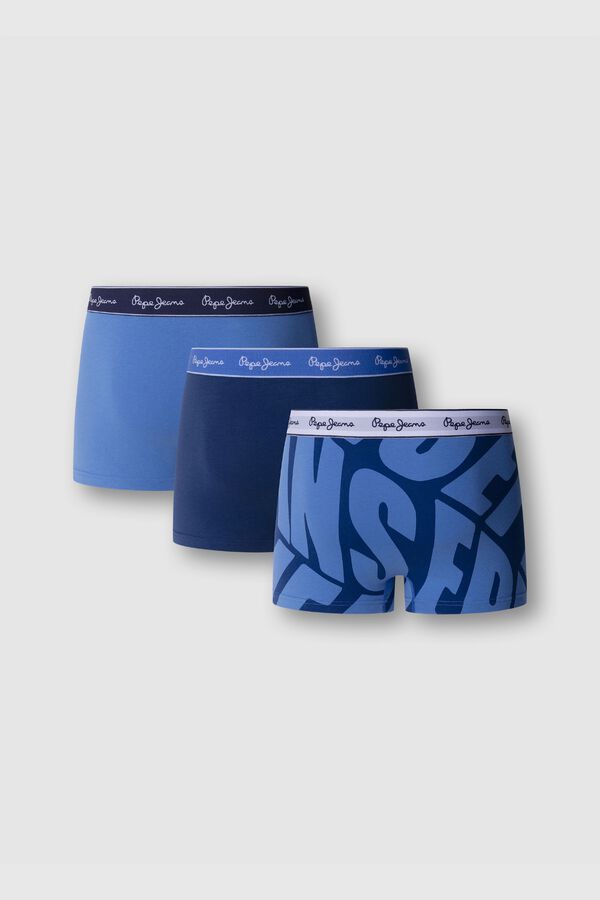 Pepe Jeans Pack 3 boxer liso e logo azul