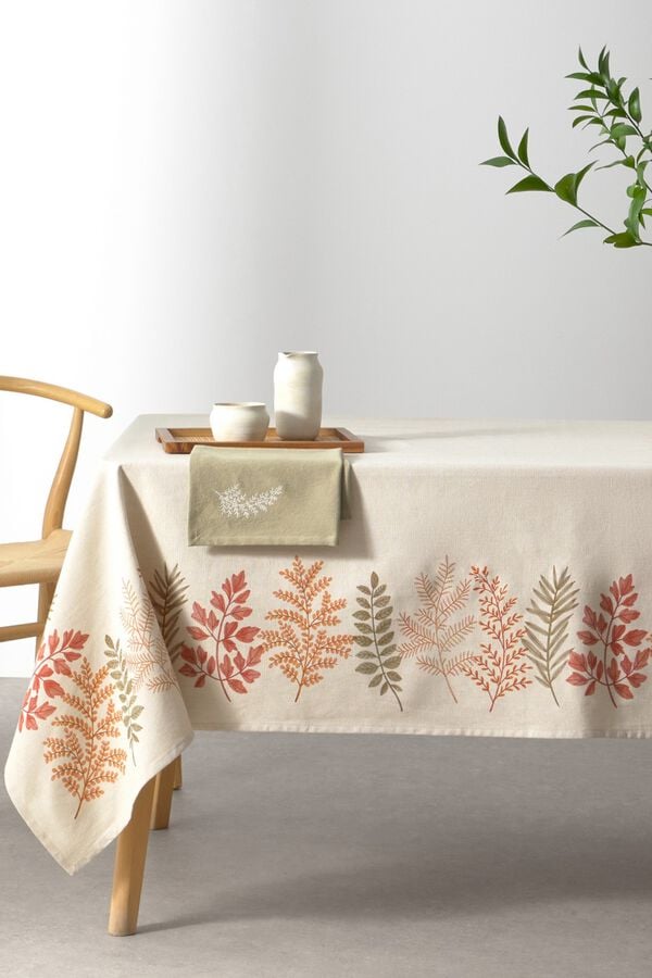Textura Toalha de mesa antimanchas estampado folhas cru