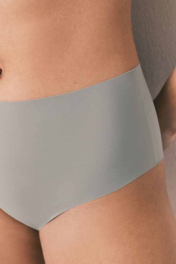 Women'secret Cuecas cintura alta clean cut em microfibra caqui bege