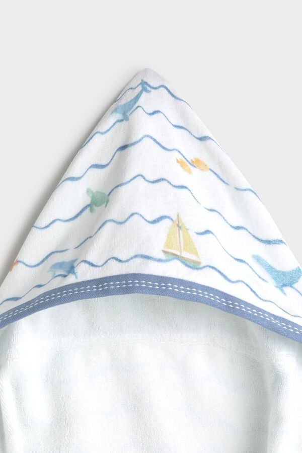Textura Toalla capucha olas azul
