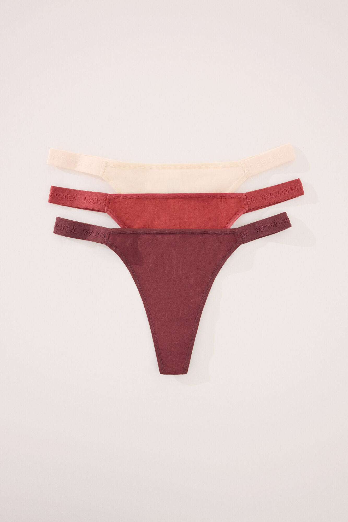 Women'secret Pack 3 tangas algod&oacute;n blanco estampado