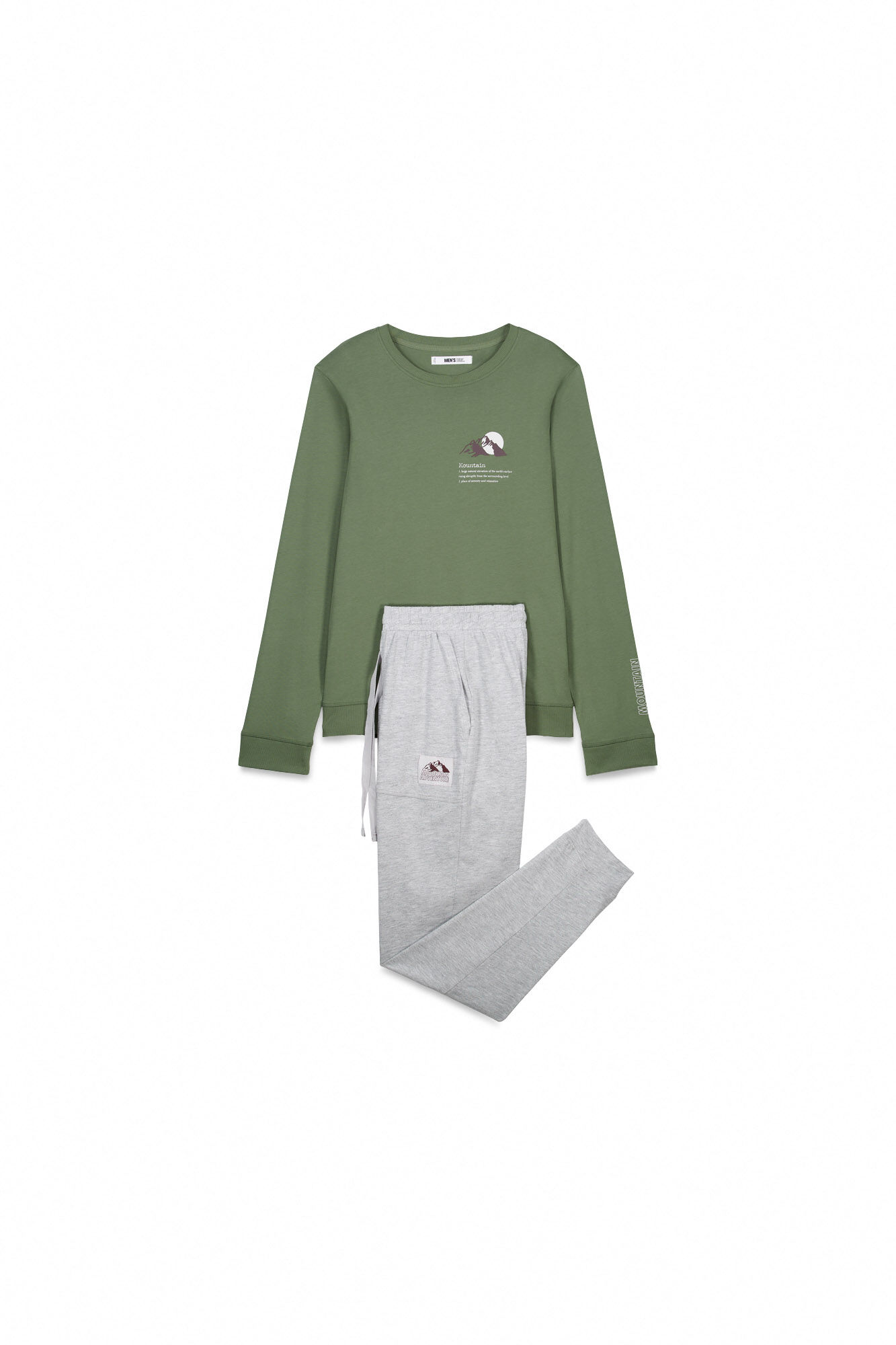Women'secret Pijama comprido em algod&atilde;o verde cinza
