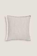 Womensecret Fringed fabric cushion cover gris