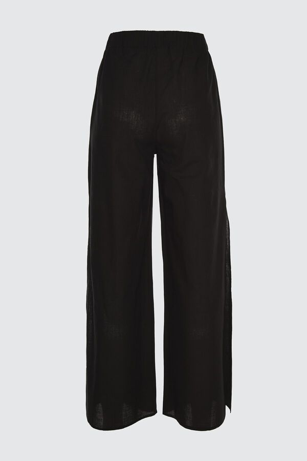 Trendyol Cal&ccedil;as de cintura alta com aberturas preto