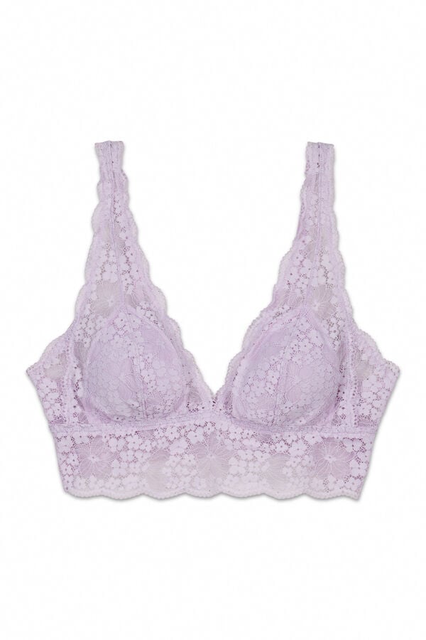 Women'secret Soutien bralette halter em renda lil&aacute;s rosa