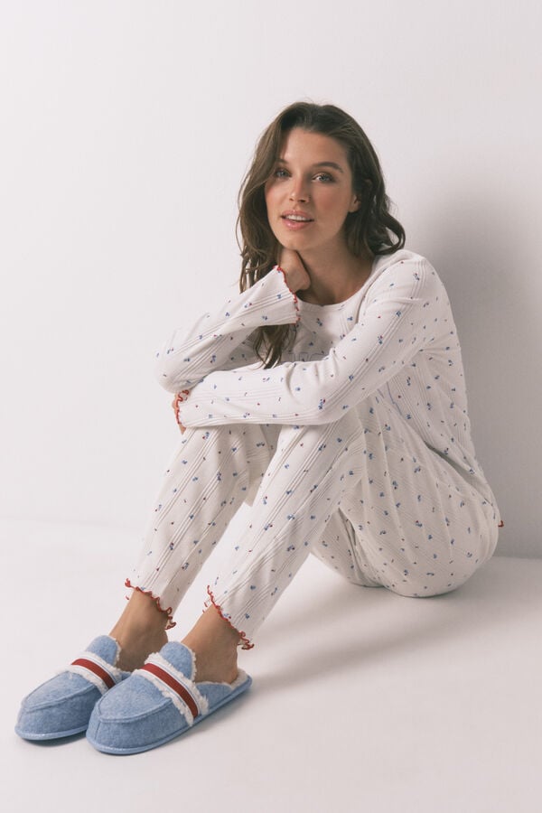 Women'secret Pantufas estampado do Mickey Chinelos de quarto azul
