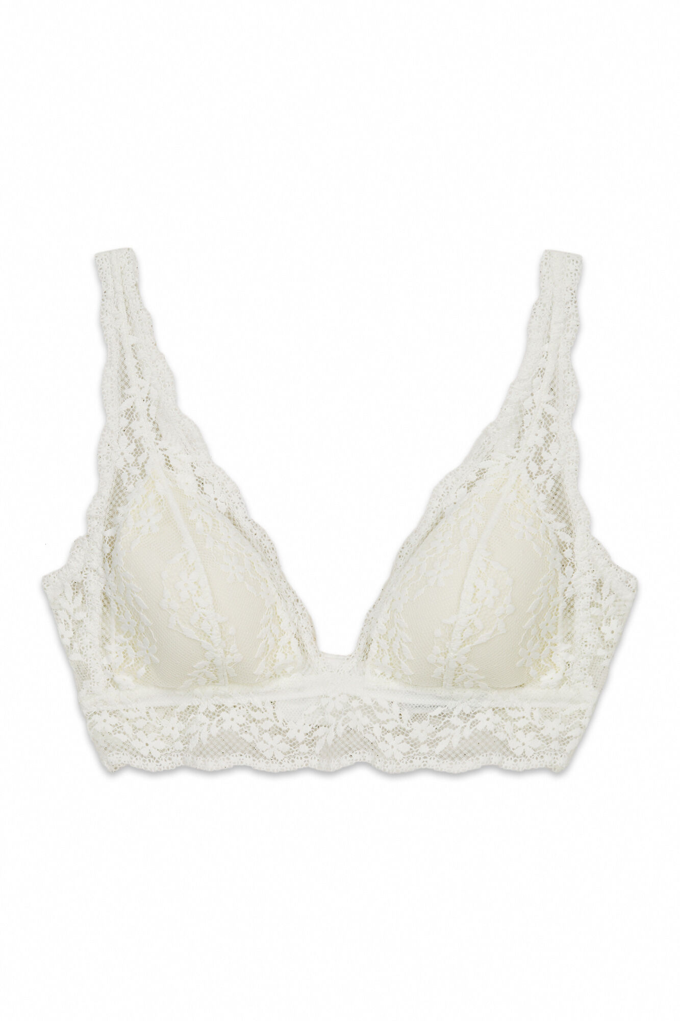 Women'secret Soutien triangular com enchimento em renda branco FANTASTIC