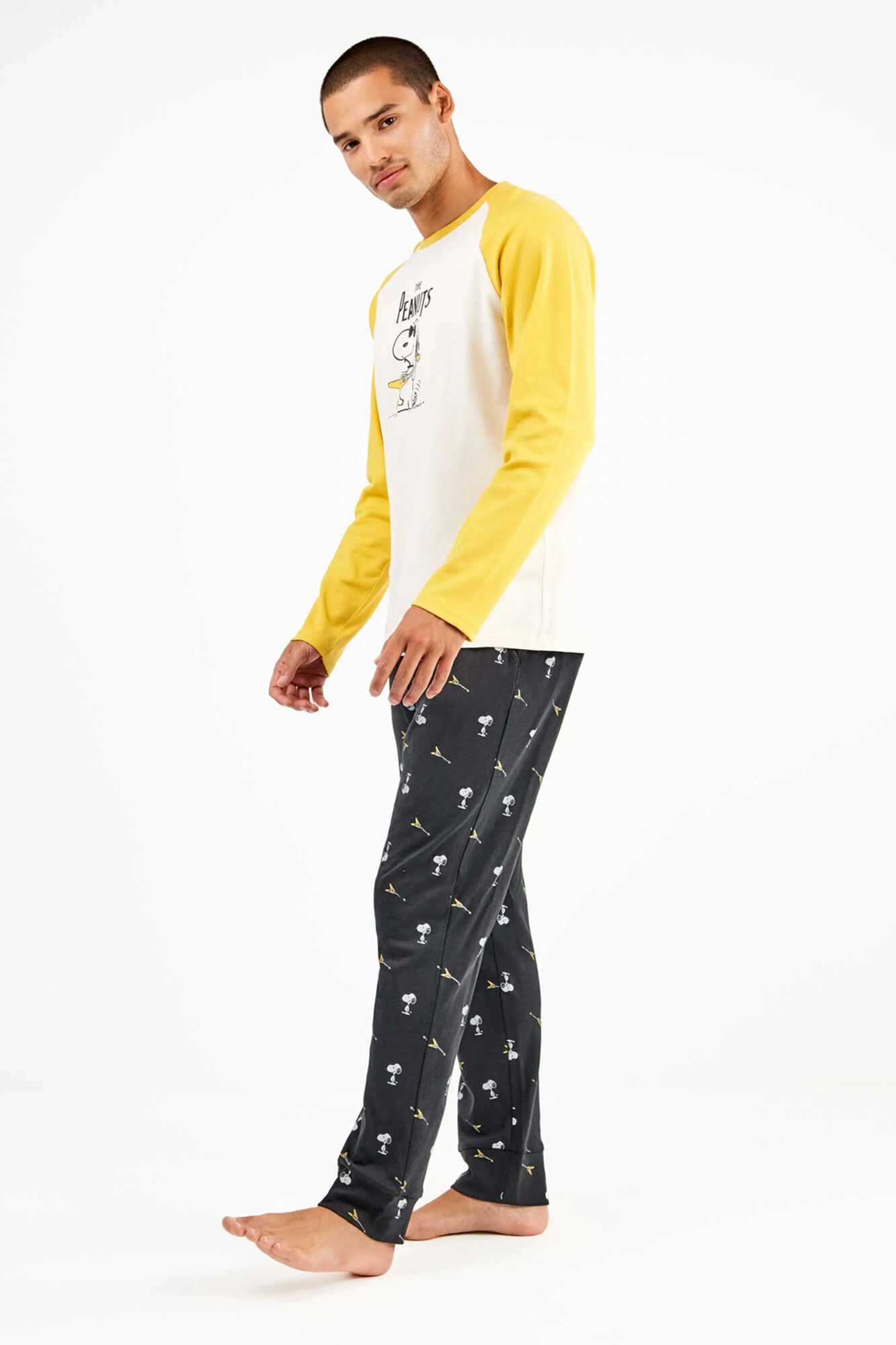 Gisela Conjunto de pijama masculino Snoopy em malha malha