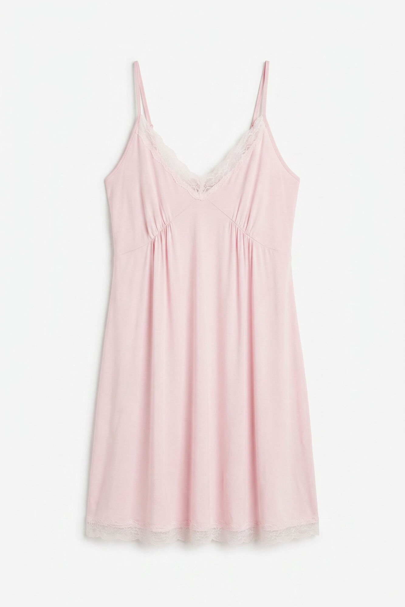 Women'secret Camisa de dormir curta em viscose e renda rosa