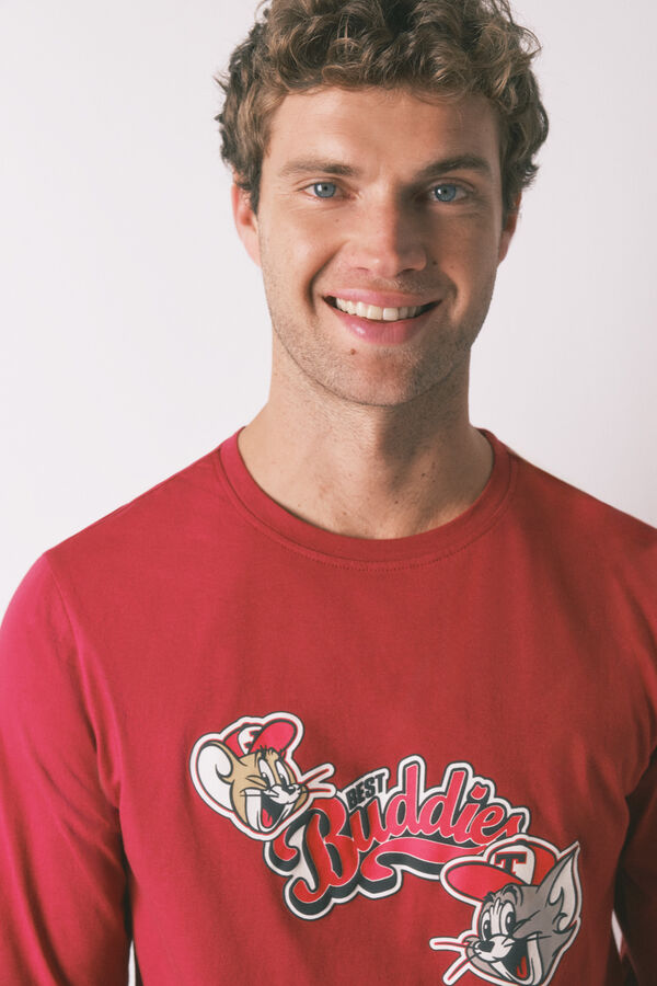 Women'secret Pijama comprido vermelho Buddies 100% algodão vermelho