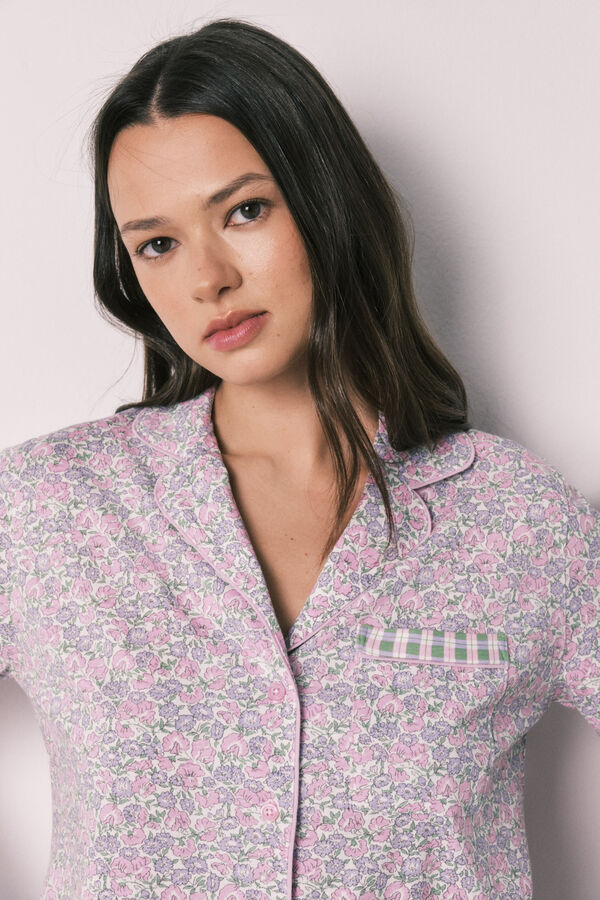 Women'secret Pijama corto camisero algod&oacute;n florecitas estampado