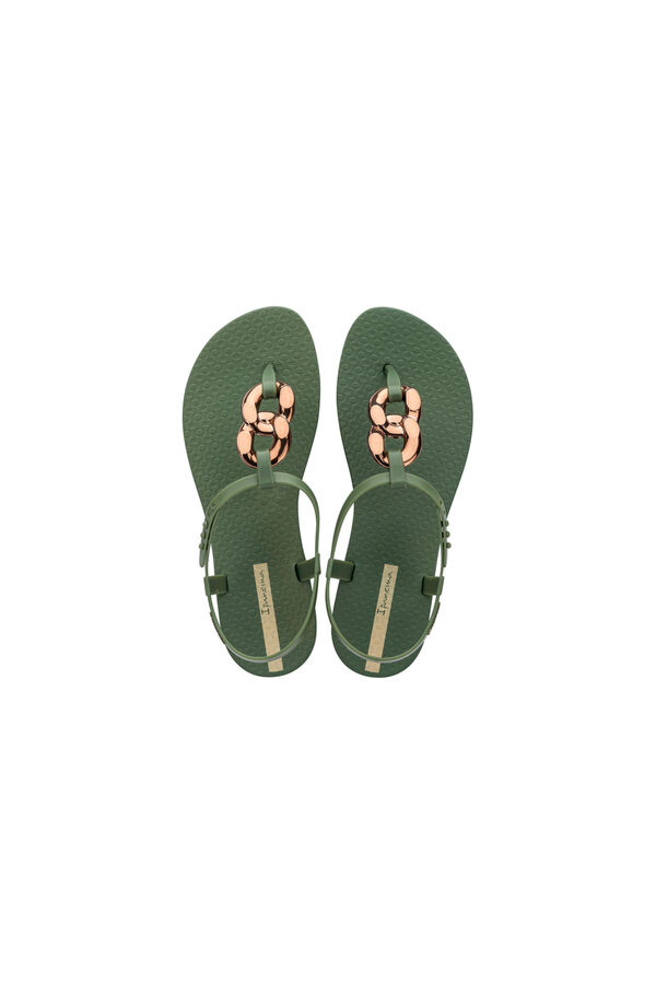 Ipanema Sand&aacute;lia de tiras em T com corrente verde