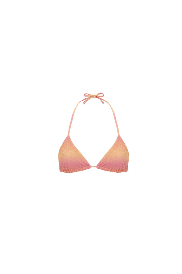 Women'secret Top biquíni triangular com glitter e degradê rosa rosa