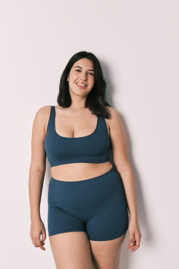Women'secret Top liso sem costura azul verde