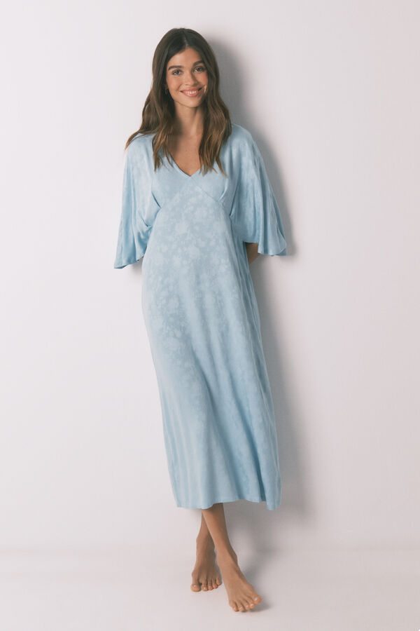 Women'secret Camisa de dormir comprida decote franzido verde