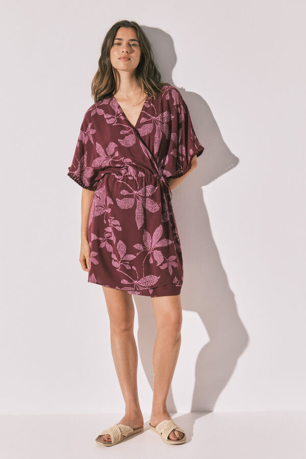 Women'secret Camisola curta estampado flores vermelho