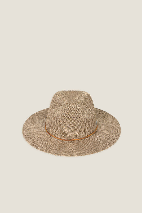 Textura Sombrero playa rafia  brillo beige