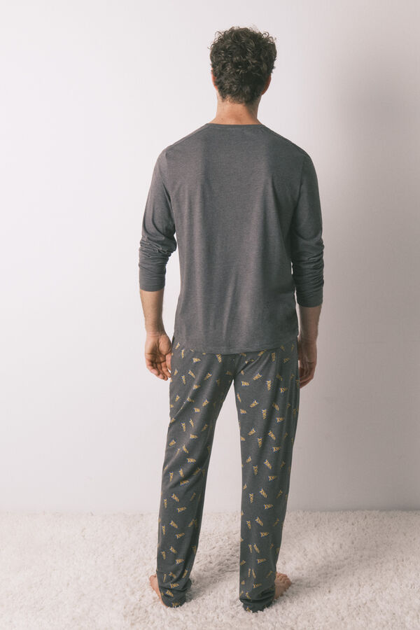 Women'secret Pijama comprido masculino 100% algodão X Men cinzento