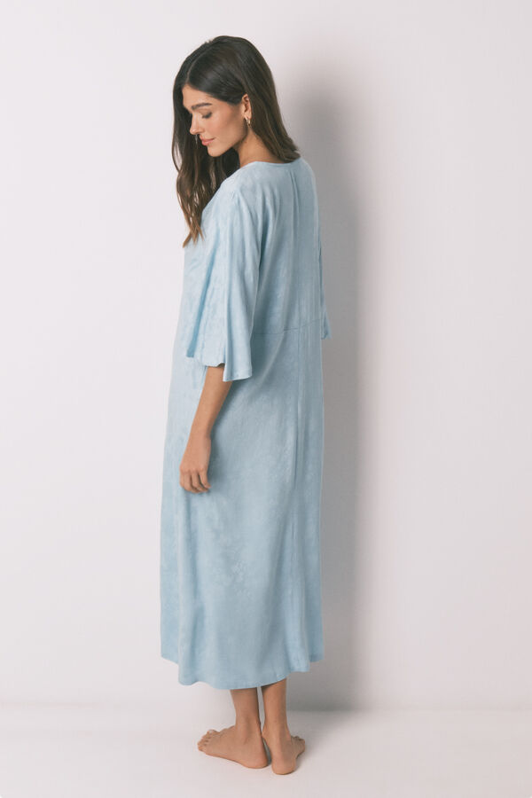 Women'secret Camisa de dormir comprida decote franzido verde