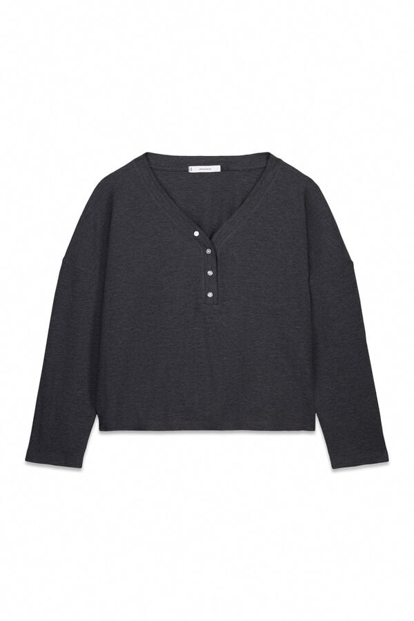 Women'secret T-shirt de manga manga waffle cinza cinzento