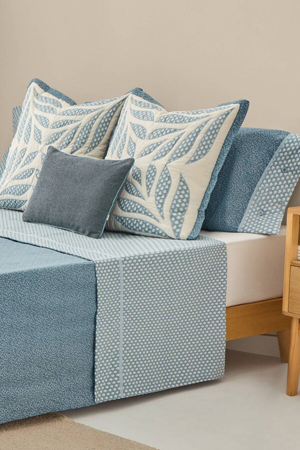 Textura Folha impressa, conjunto Patchwork azul