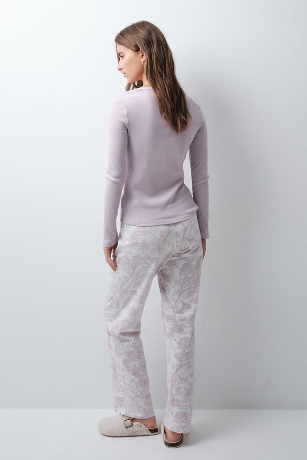Women'secret Pijama comprido em algod&atilde;o com estampado de flores cru